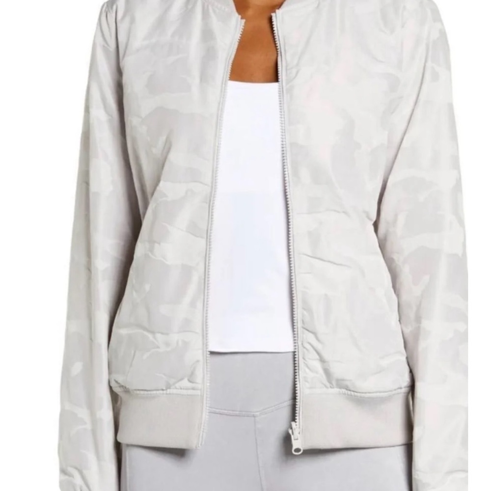 Blanc Noir Camo Reversible Bomber Jacket - Light Grey/Champagne Pink - Medium